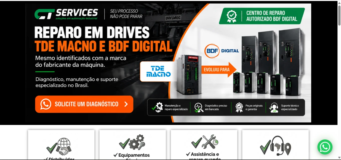 Landing page industrial — CT Services · BDF Digital
