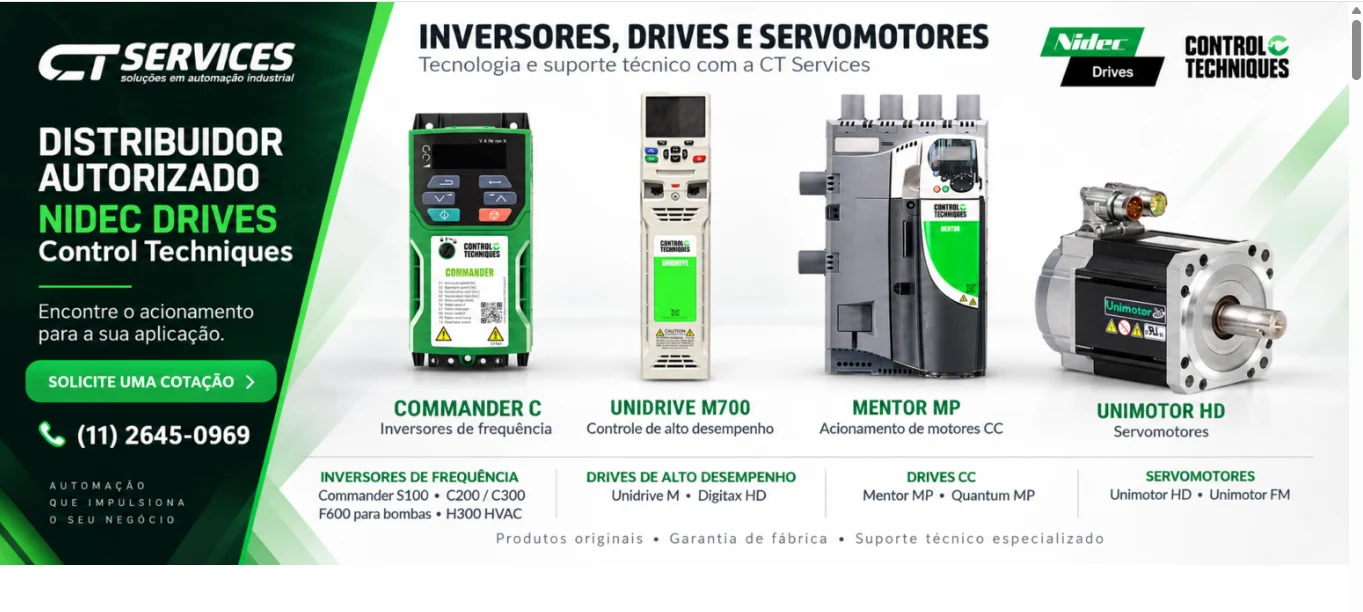 Landing page de produtos — CT Services · Nidec